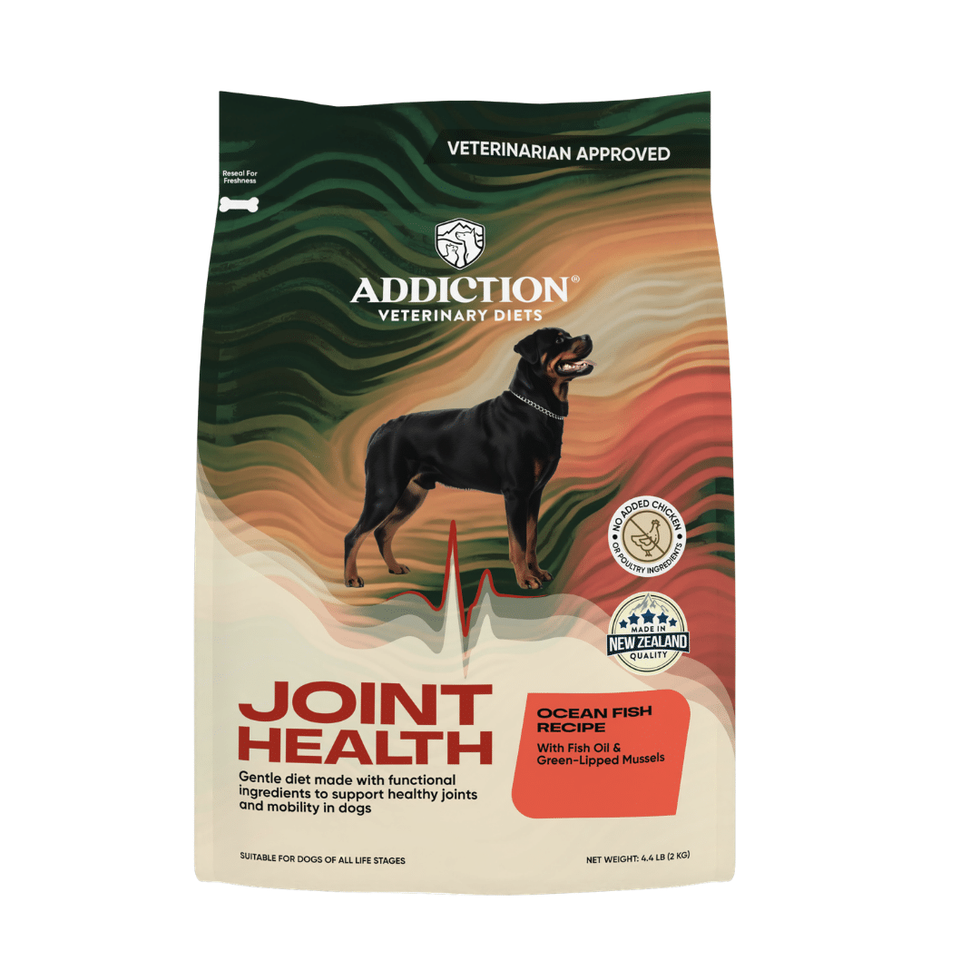 Addiction Veterinary Diets Joint Health Ocean Fish Dry Dog Food 2kg bag front