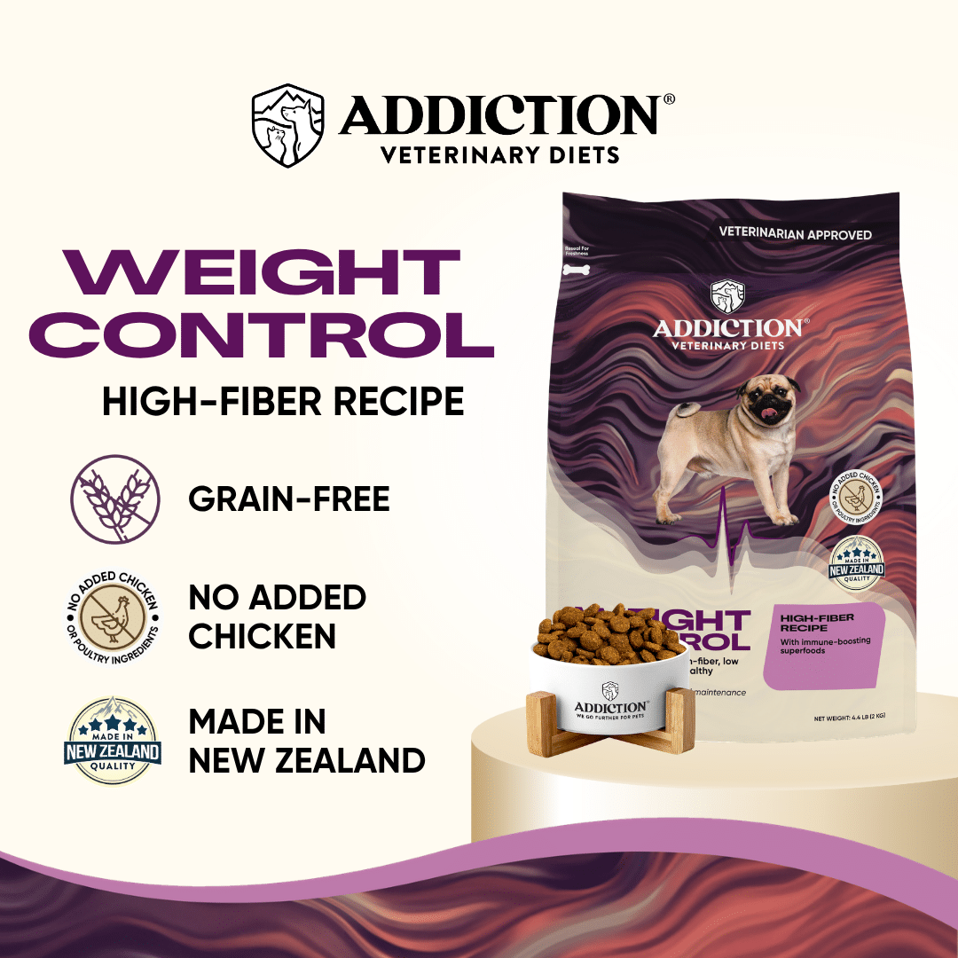 3 addiction veterinary diets weight control high fibre dry dog food