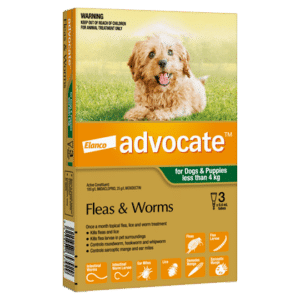 advocate small dog and puppy (under 4kg) flea and worm treatment 3 pack
