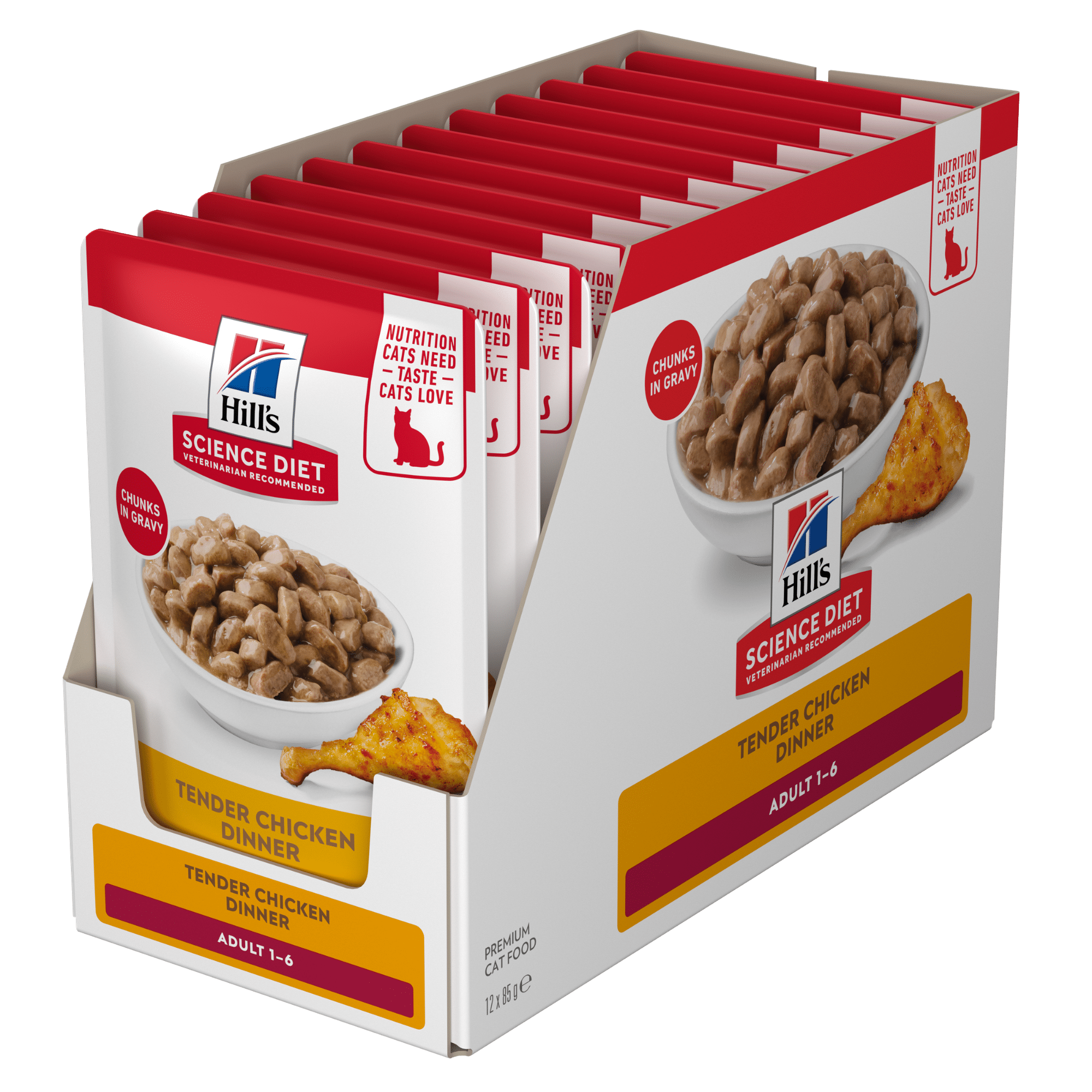 hill’s science diet adult poultry variety pack pouch wet cat food 12x85g