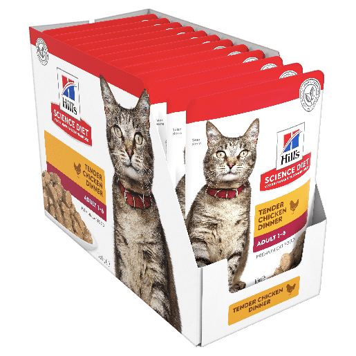 Hill's Science Diet Adult Chicken Wet Cat Food pouches 85g x 12
