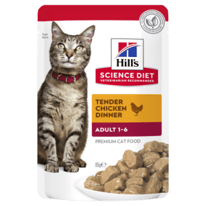 hill's science diet adult chicken wet cat food pouches 85g x 12