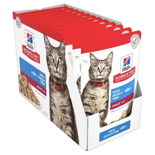 Hill's Science Diet Adult Ocean Fish Pouches Cat Food 85g-7 hill's science diet adult ocean fish pouches cat food 85g x 12
