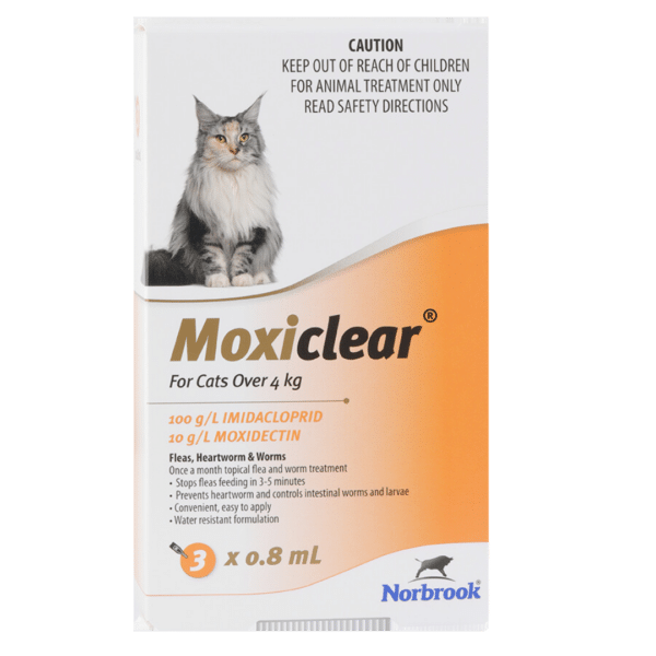 Moxiclear Large Cat Flea and Worm Treatment Buy Online from Vet Post