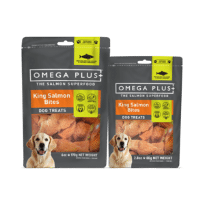 omega plus king salmon bites dog treats