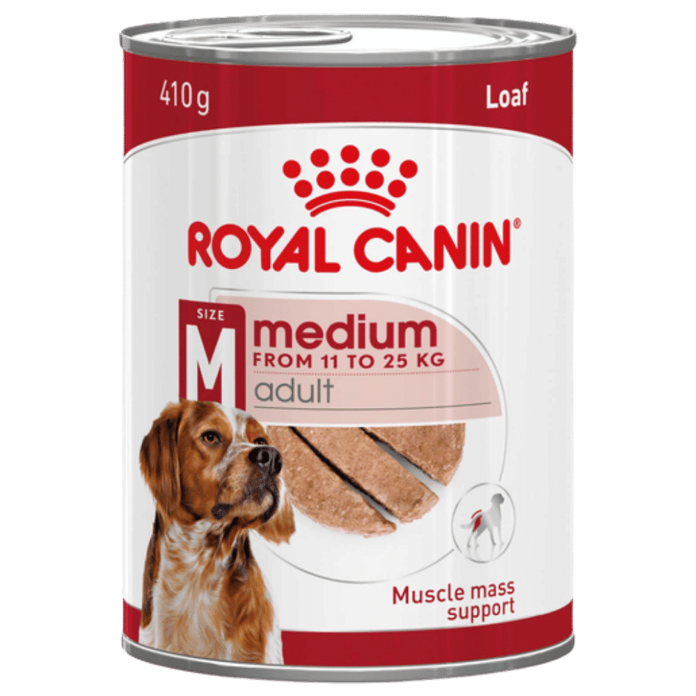 royal canin medium adult loaf dog food can 410g