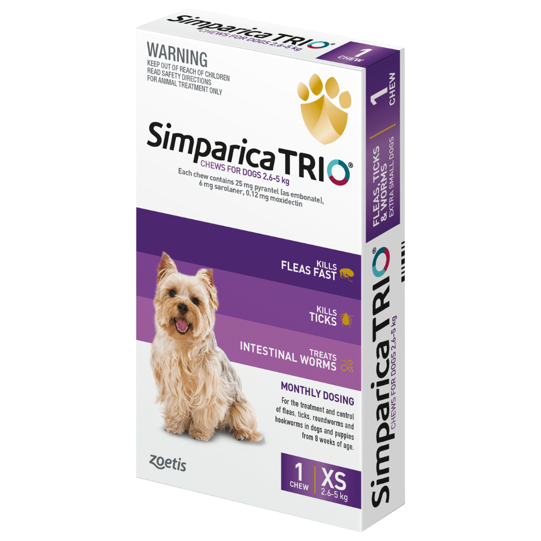 simparica trio x small 2.6 5kg single chew
