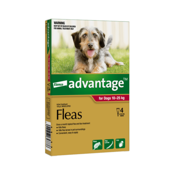 advantage spot on flea treatment for large dogs (10 25kg) 4 pack