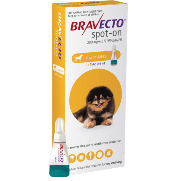 bravecto spot on for extra small dogs (2 4.5kg)