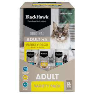 black hawk original cat variety pouches in gravy (12 x 85g) Chicken seafood tuna