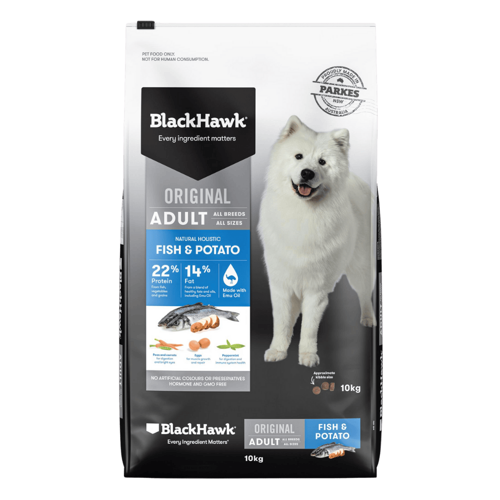 black hawk dog original adult fish & potato 10kg