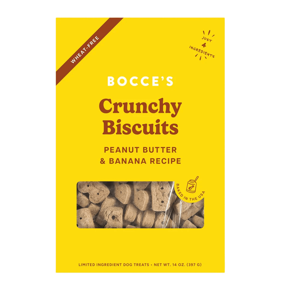 bocce's pb & banana crunchy biscuit dog treats 397g