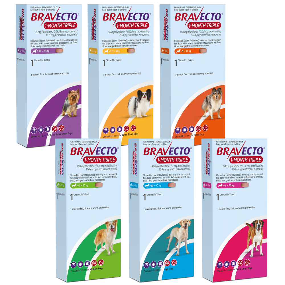 bravecto 1 month triple chew for dogs