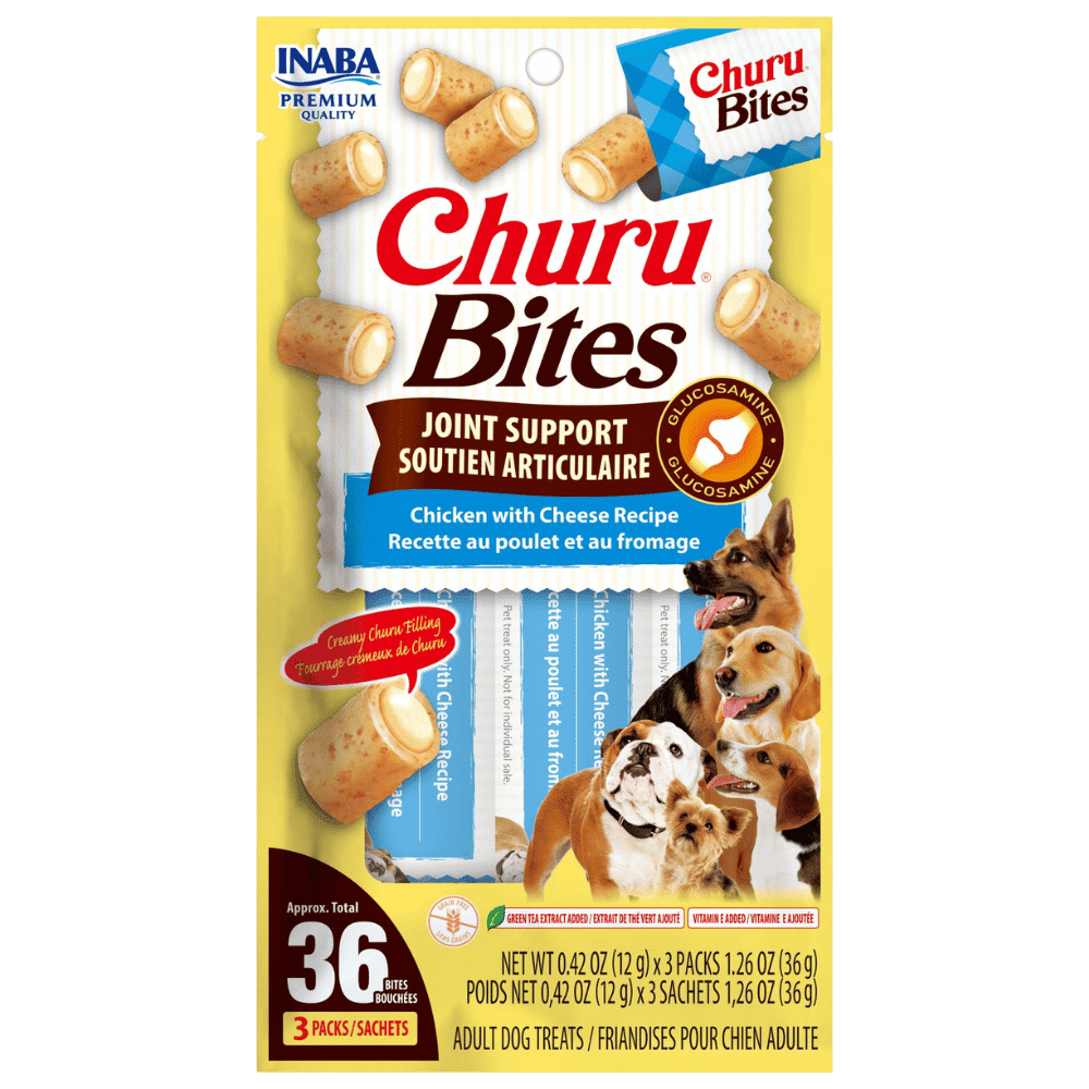 inaba churu bites joint support chicken & cheese dog treats 3 pack