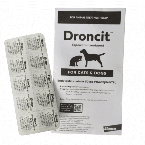 Droncit NZ | 50mg Dog & Cat Tapeworm Tablets | Vetpost