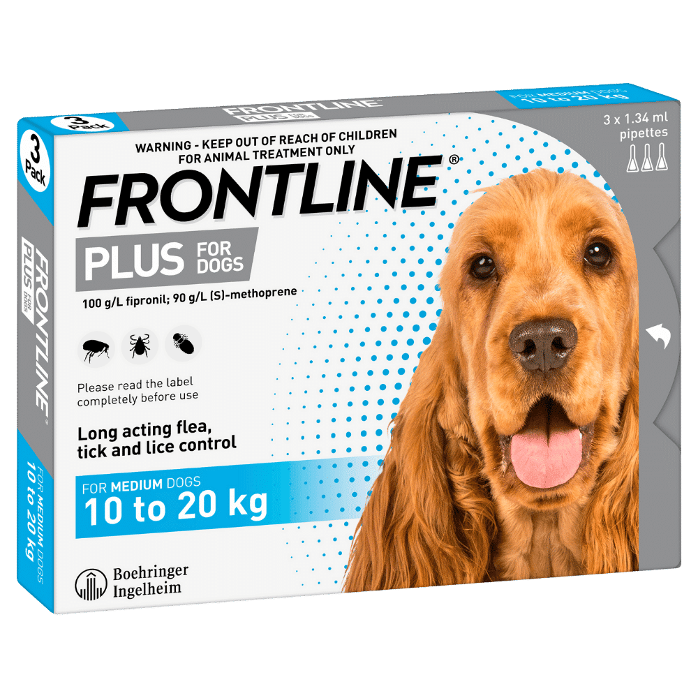 Frontline Plus Medium 10-20kg pack Buy Online from Vet Post NZ