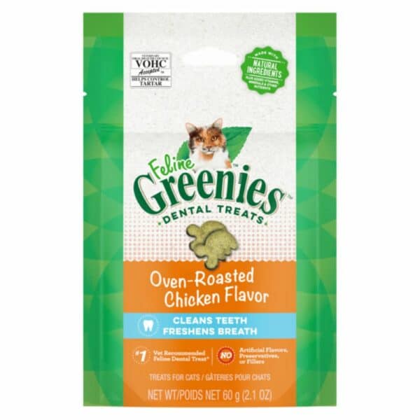 greenies cat dental treats roast chicken 60g