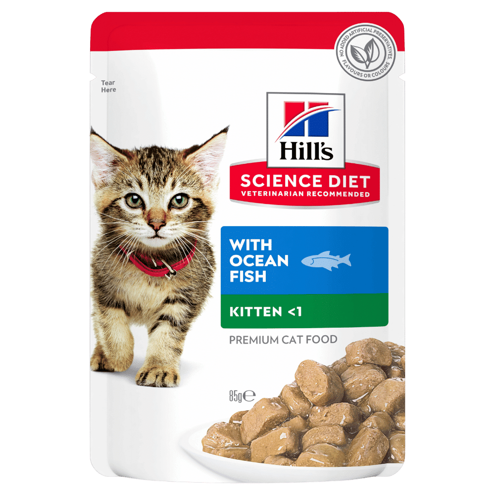 hill's science diet kitten ocean fish pouches wet cat food 12 x 85g
