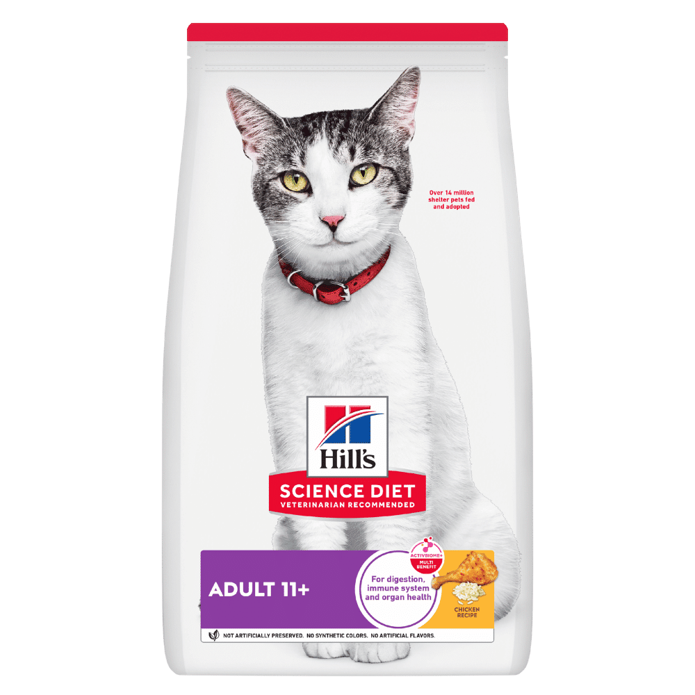 hill's science diet adult 11+ senior chicken recipe dry cat food 1.58kg