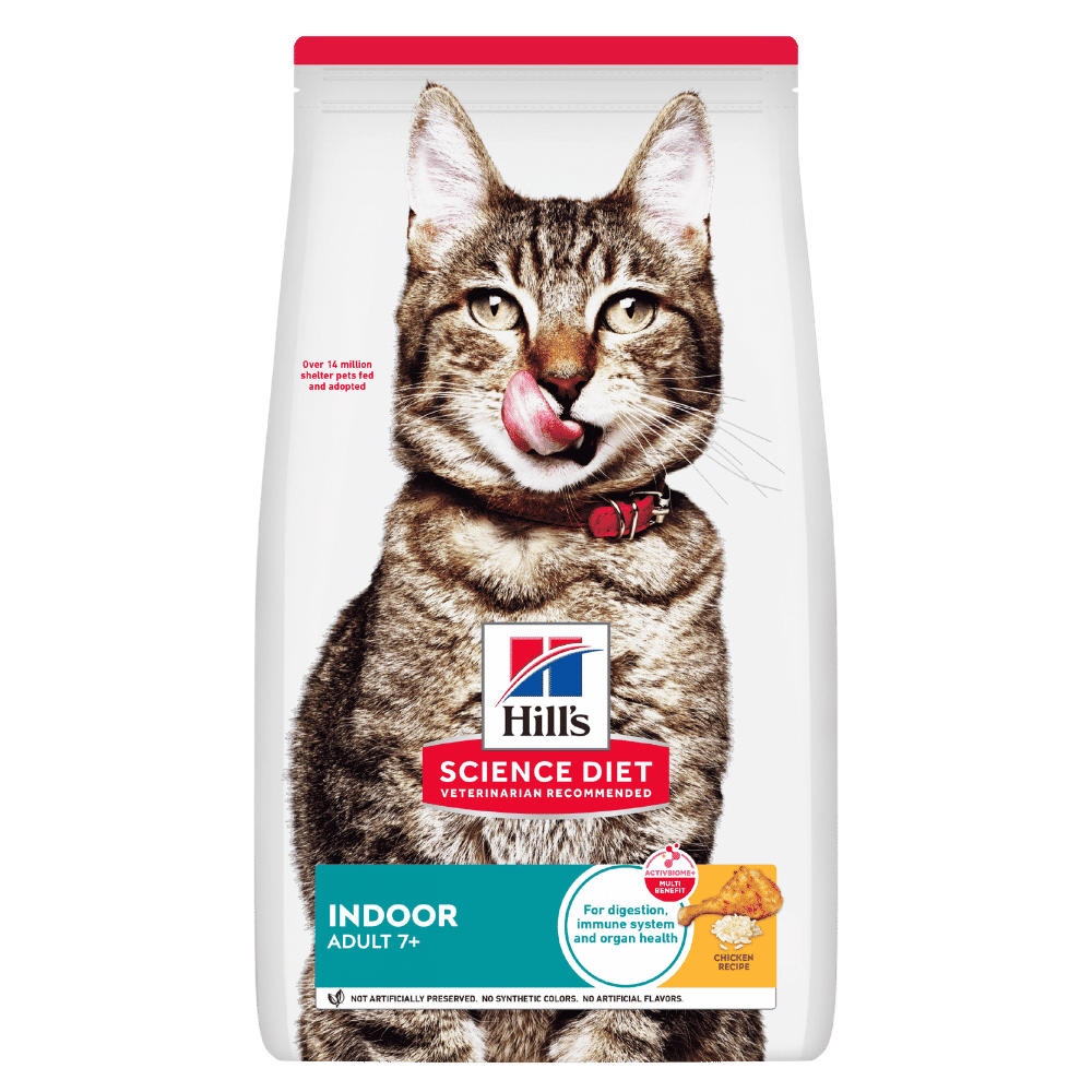 hill's science diet adult 7+ senior indoor chicken recipe dry cat food 1.58kg