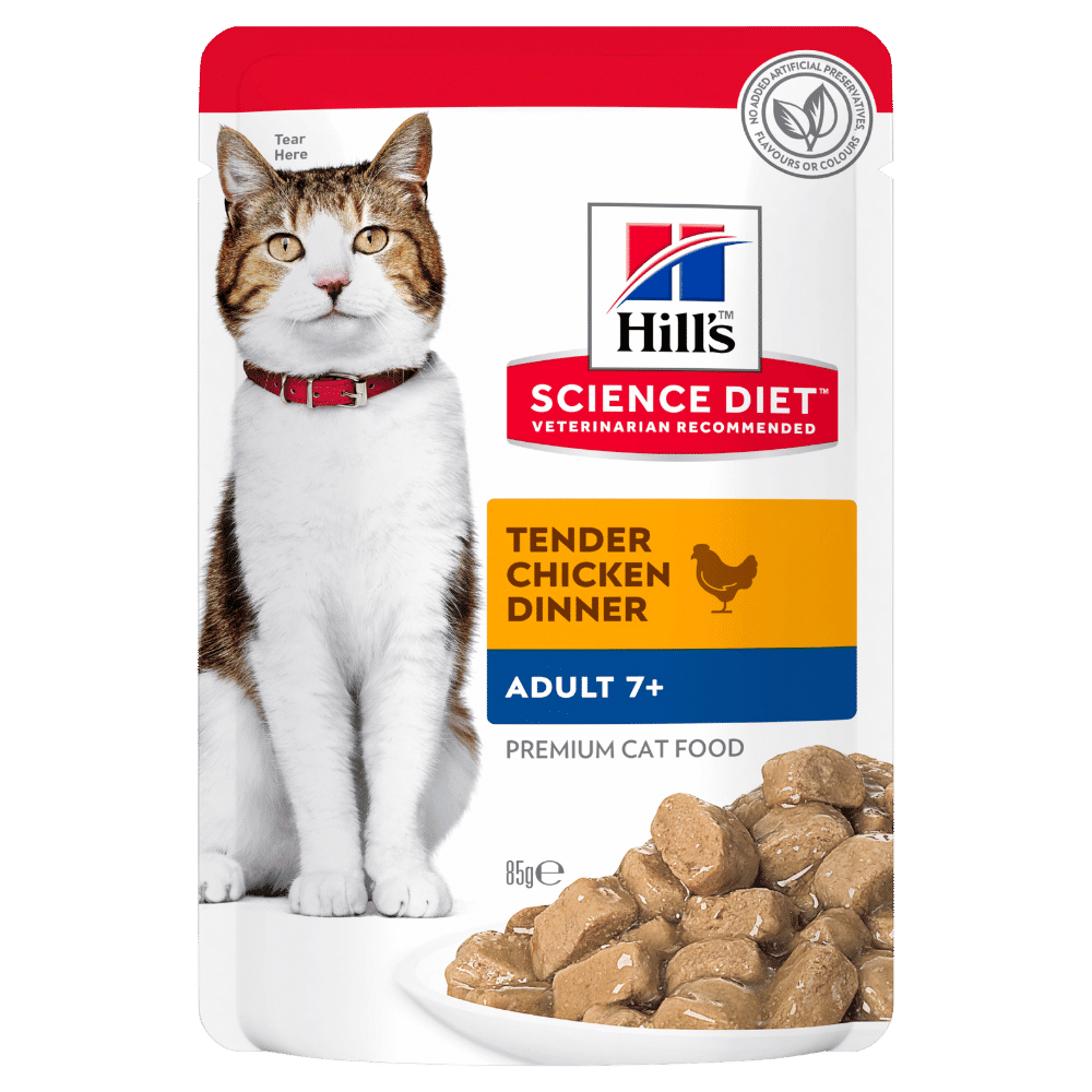 hill's science diet adult 7+ chicken cat food pouches 85g
