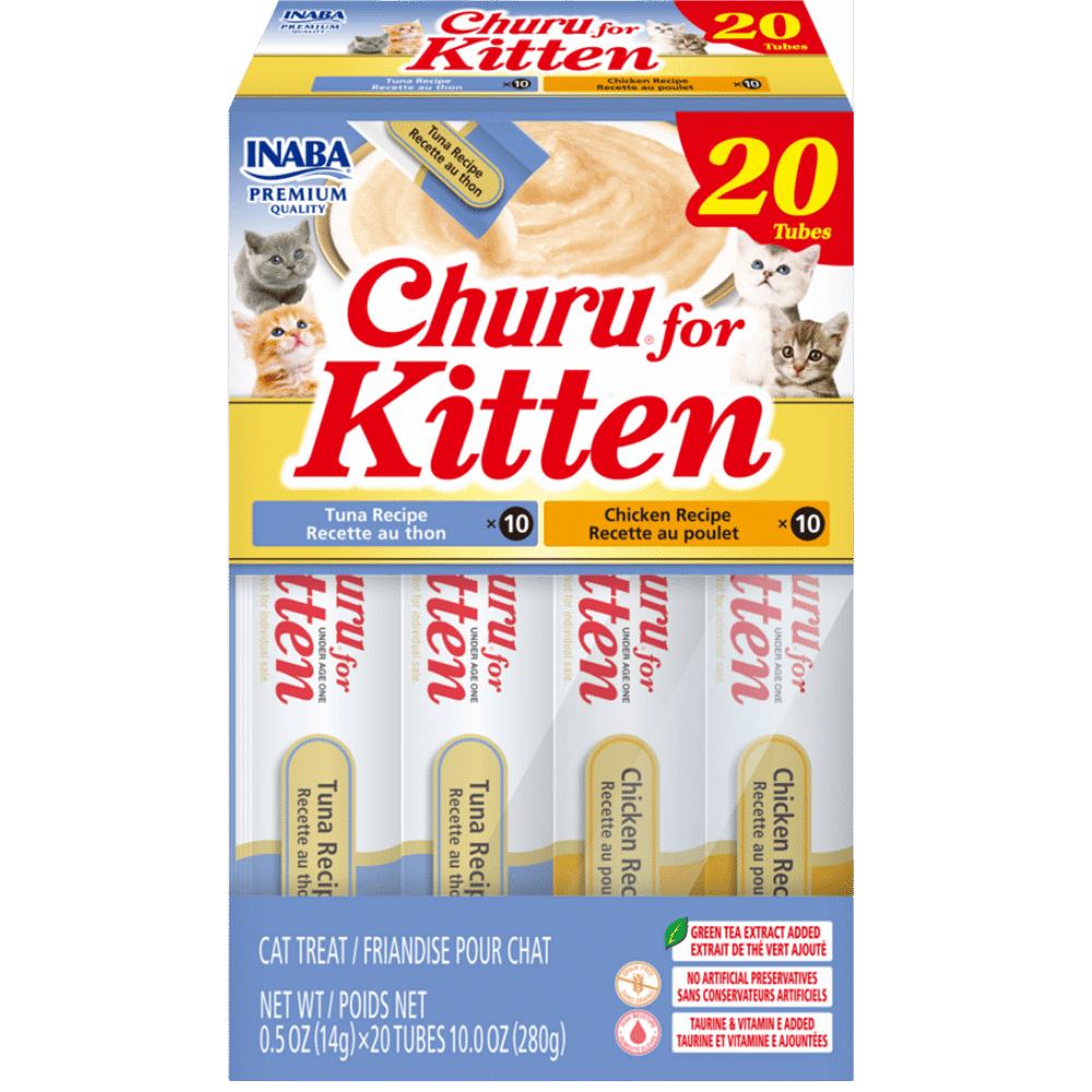 inaba churu puree kitten tuna & chicken treats 20 pack