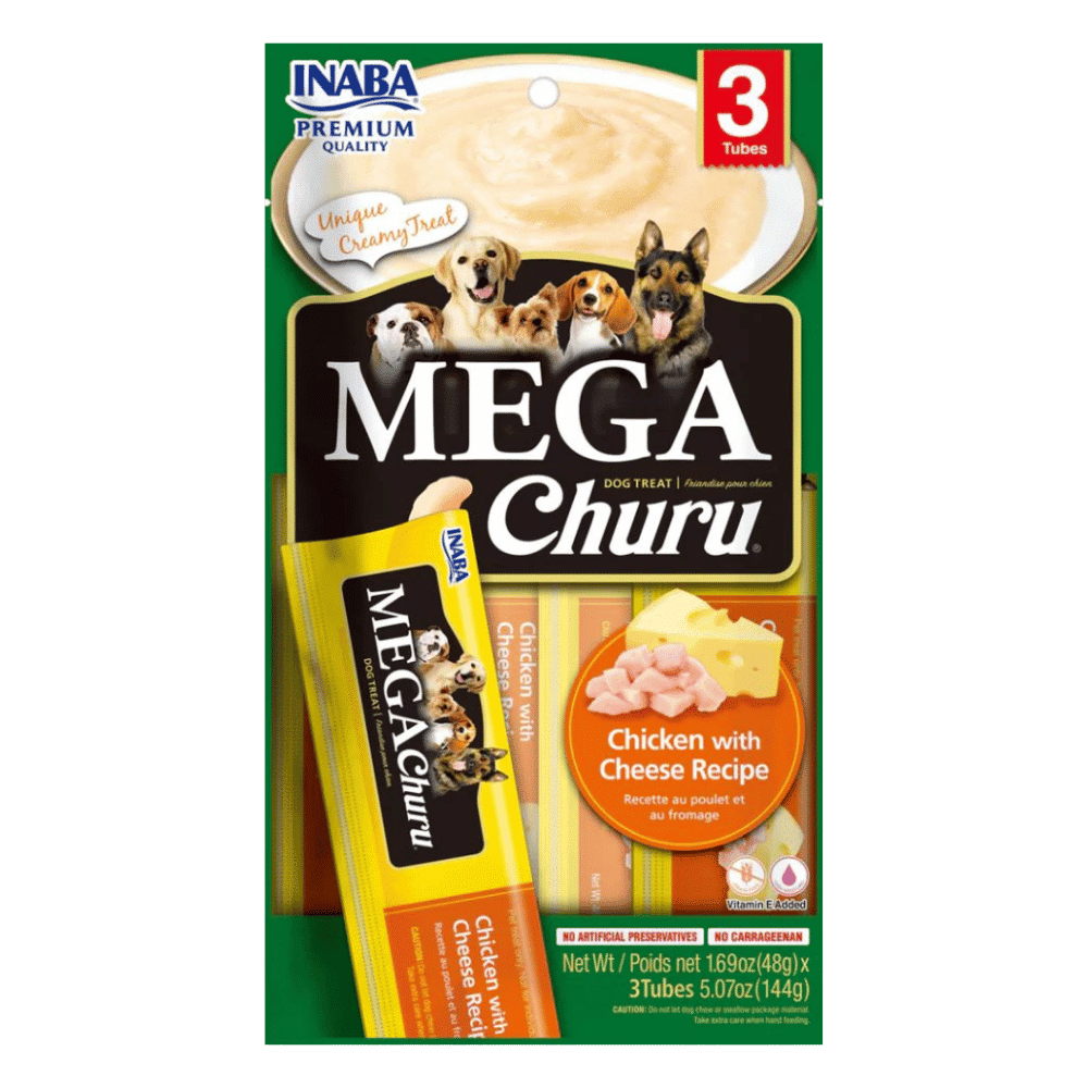 inaba mega churu chicken with cheese recipe dog treats 3 pack