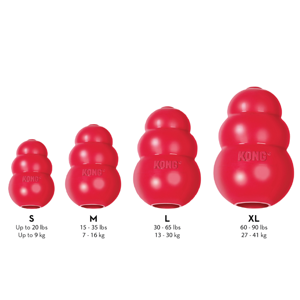 kong classic size guide dog toys