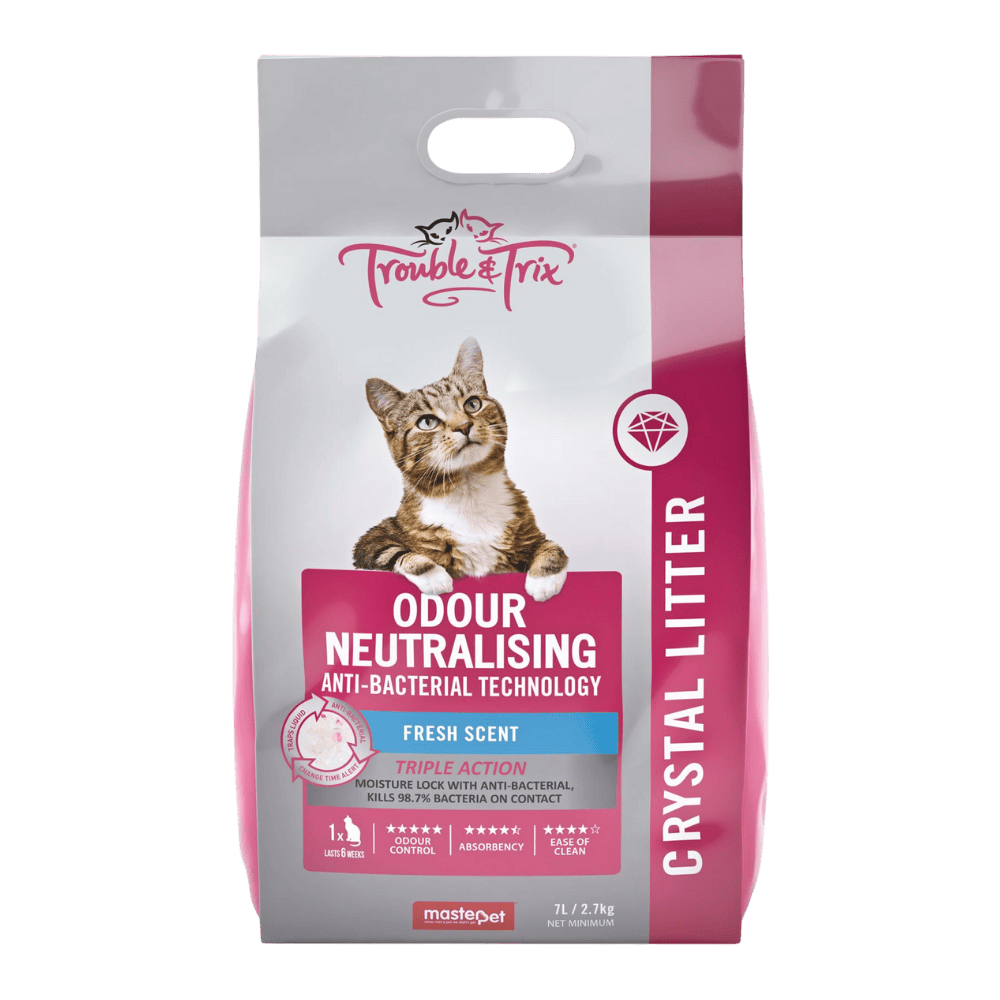 trouble and trix antibacterial crystal cat litter 7l