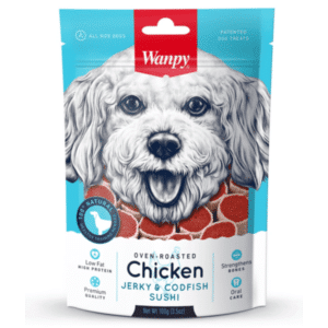wanpy dog chicken & codfish sushi 100g