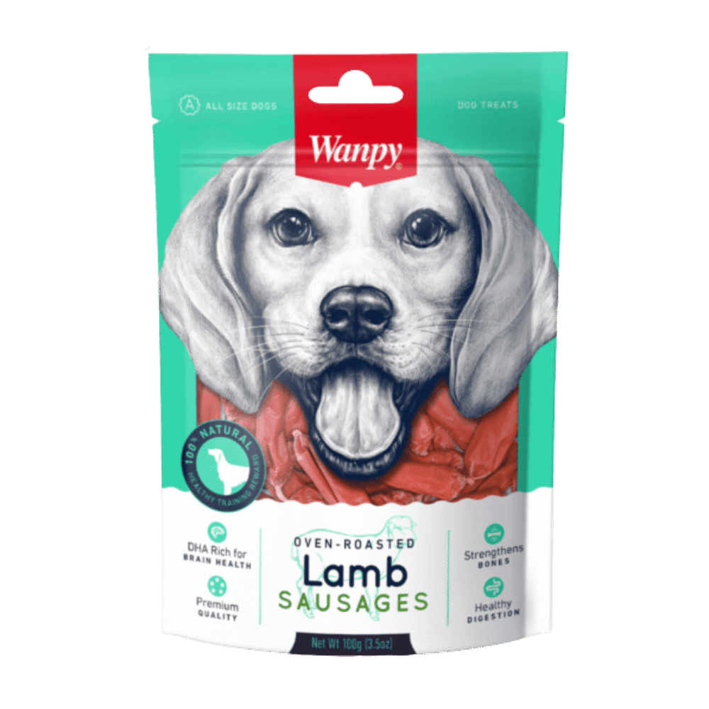 wanpy dog lamb sausages 100g