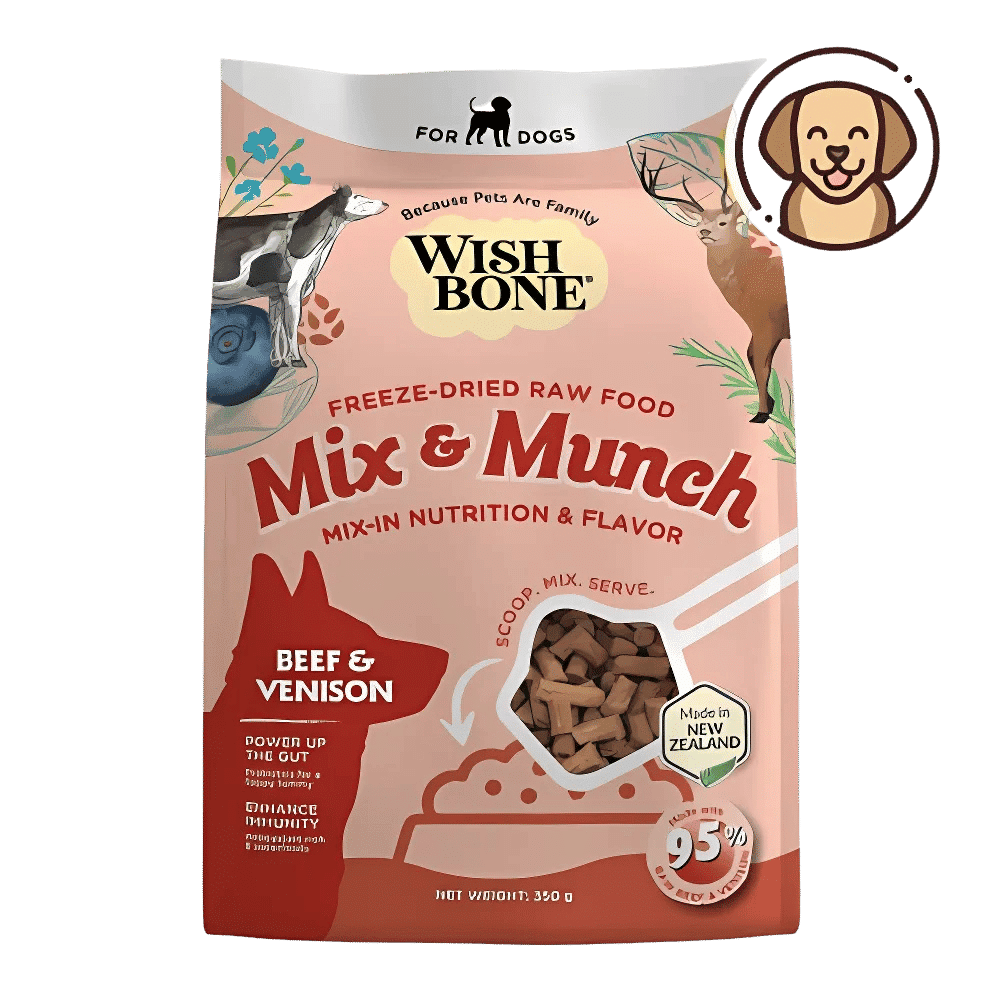 wishbone beef & venison freeze dried raw topper for dogs 350g