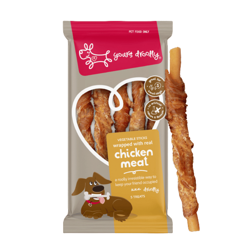 yours droolly chicken wrapped vegetable sticks dog treat small 5 pack