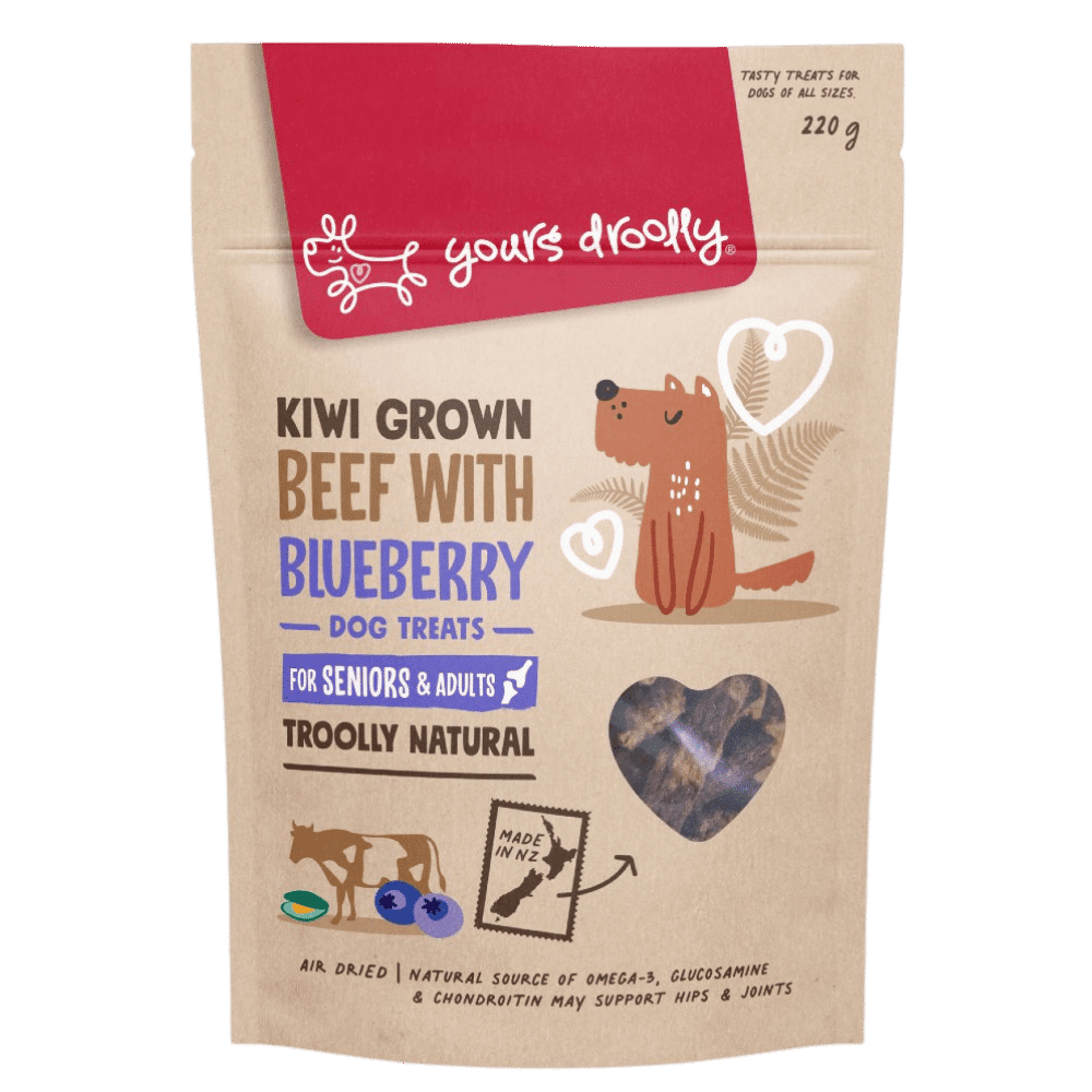 yours droolly kiwi grown beef with blueberry dog treats
