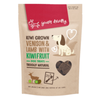 yours droolly kiwi grown venison, lamb & kiwifruit dog treats 90g and 200g